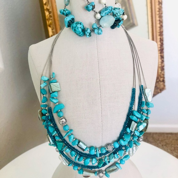 Vintage Turquoise nugget bracelet and necklace - Picture 7 of 11